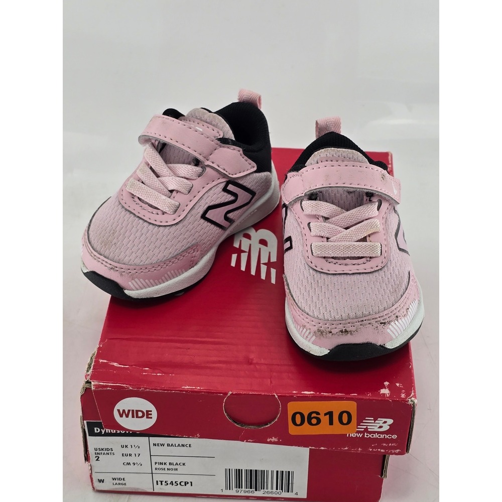 New Balance Dynasoft 545 Bungee Lace Kids Size 2 Pink Black IT545CP1 - Good